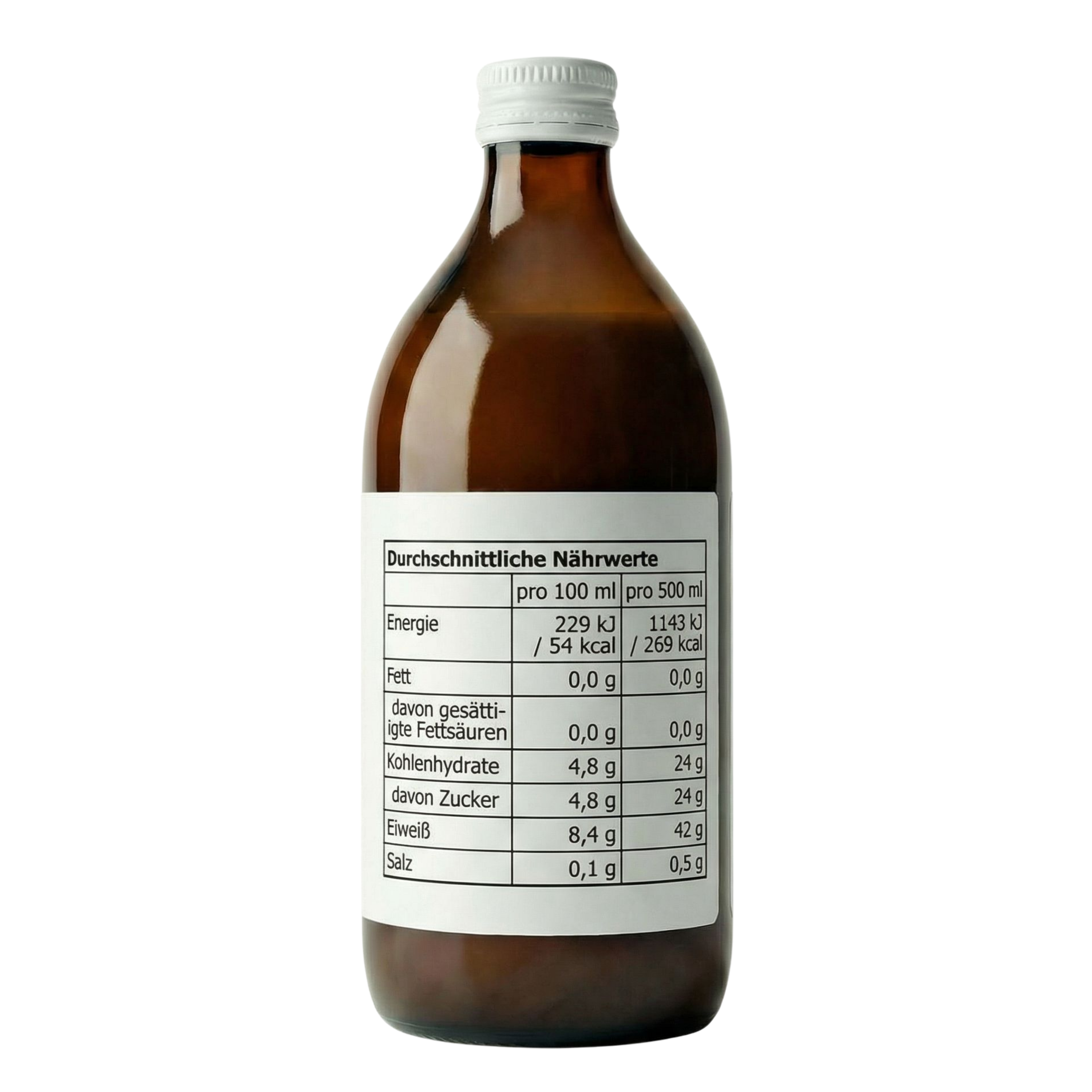 Quasser protein drink - back label showing nutrition facts